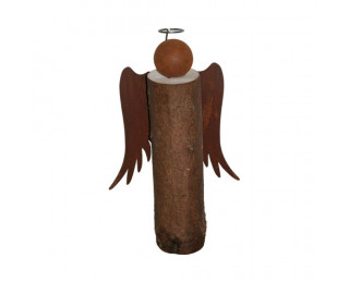 obrázek Dřevěný anděl s kovovými křídly 35 cm 