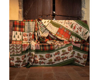 obrázek Vánoční přehoz lněný patchwork