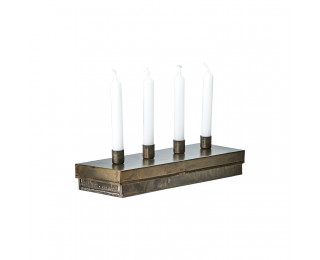 obrázek Kovový svícen na 4 svíčky s krabičkou šedý