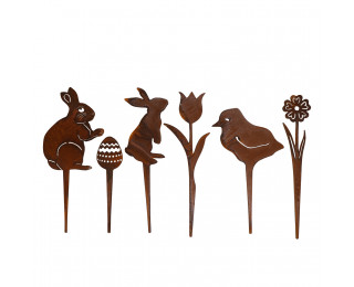 obrázek velikonoční figurky s rezavou patinou sada 6ks