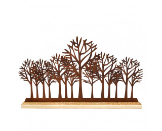 obrázek stromořadí s rezavou patinou na dřevěném podstavci 